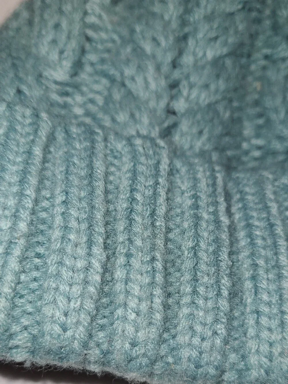 Timberland Teal Cable-Knit cuff Beanie with Faux Fur Pom fleece lined Hat